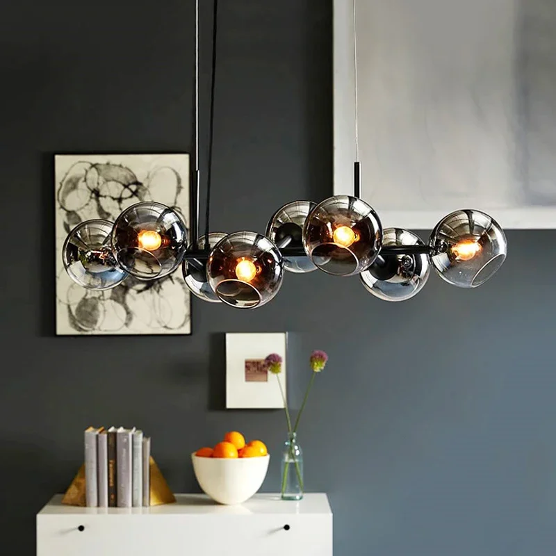 Minimalist Nordic Pendant Light Gold Black Glass Ball Suspension Light for Dining Living Room Home Decor Chandelier