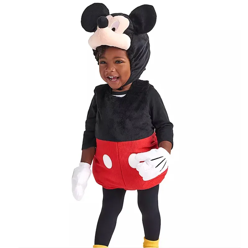 2024 New Halloween Costume Cute Mickey Mouse Cosplay Performance Clothes with Gloves and Hat Kids Birthday Gift