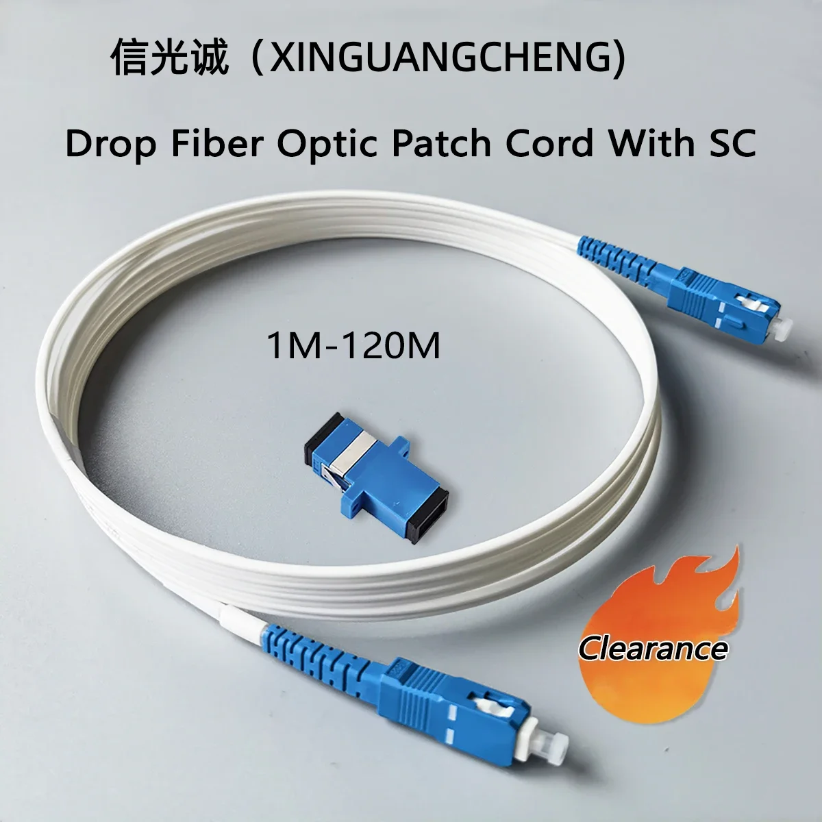 

XINGUANGCHENG Optical Fiber Drop Cable SC/UPC-SC/UPC Single Mode Fiber Optic Cable 1M-120M Indoor OS2 Patch Cord Free Adapters