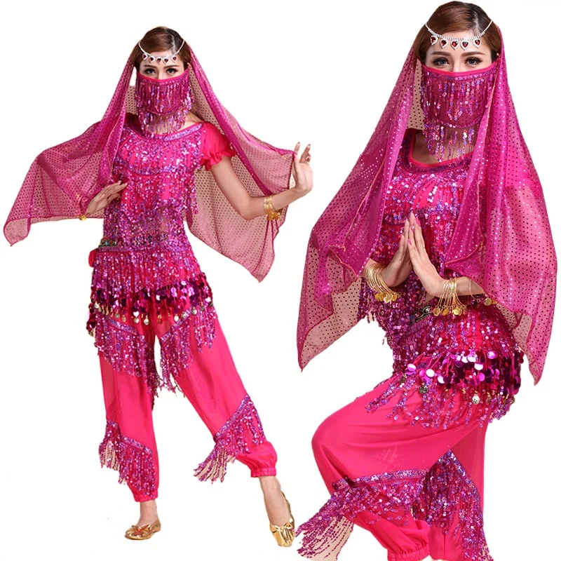 Belly Dance Costume Set for Women Girls Bellydance Costume Gypsy Tassels Sequins Bollywood Belt Egyptian Oriental Dance Costumes