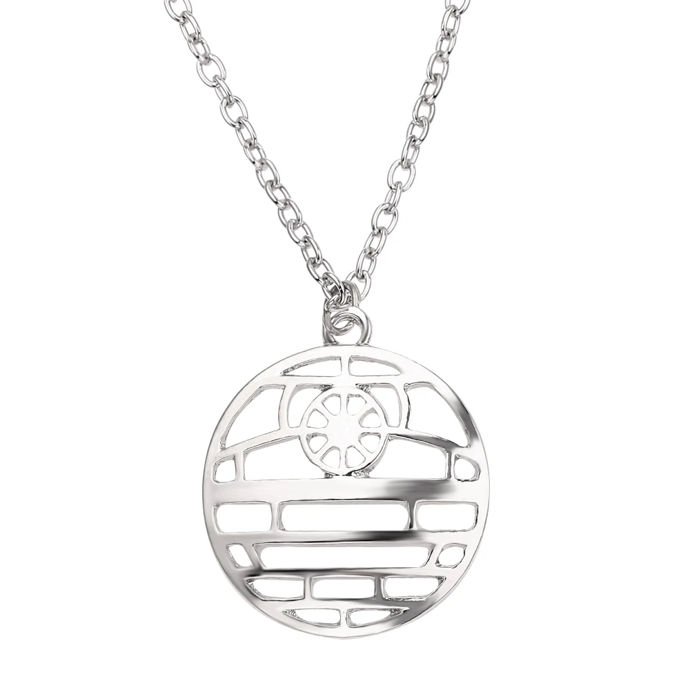 Hollow Metal Planet Logo Pendant Necklace Creative Movie Jewelry Simple Collar Accessory for Personality Style Decoration