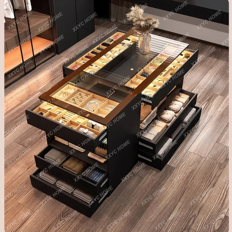 

Llight luxury, high-end luxury storage jewelry display cabinet Modern simple home cloakroom, mid-island cabinet, chest cabinet