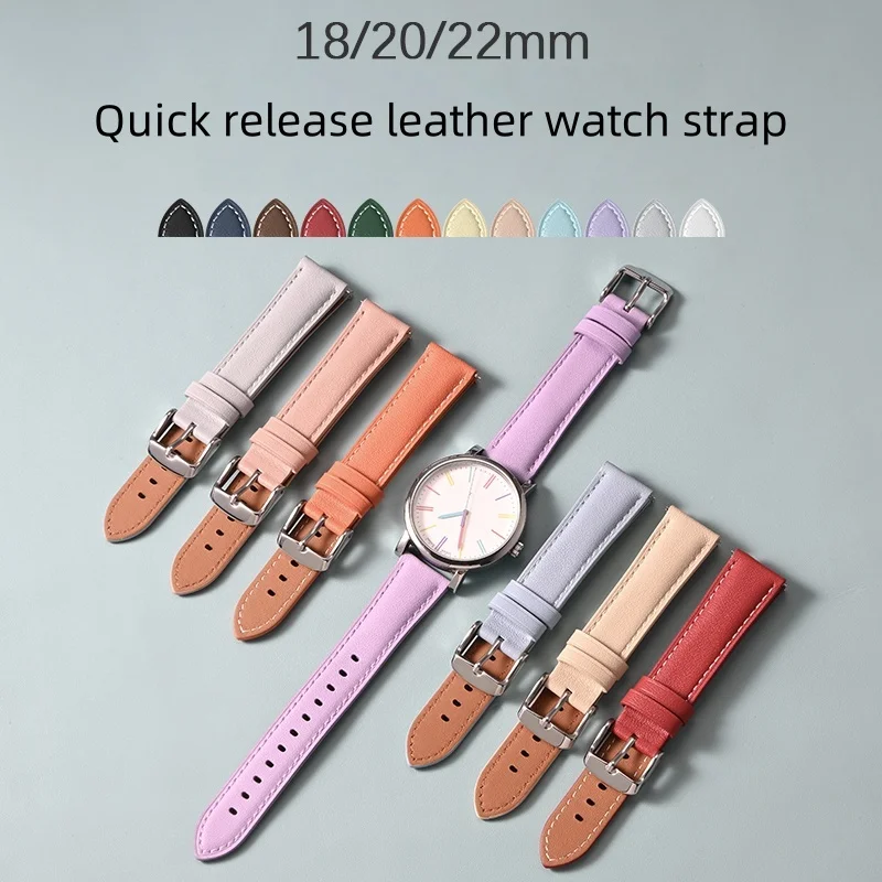 حزام ساعة جلدي عالمي 18 مللي متر 20 مللي متر 22 مللي متر حزام ساعة سريع الإصدار ريترو سوار ساعة اكسسوارات لساعة هواوي الذكية