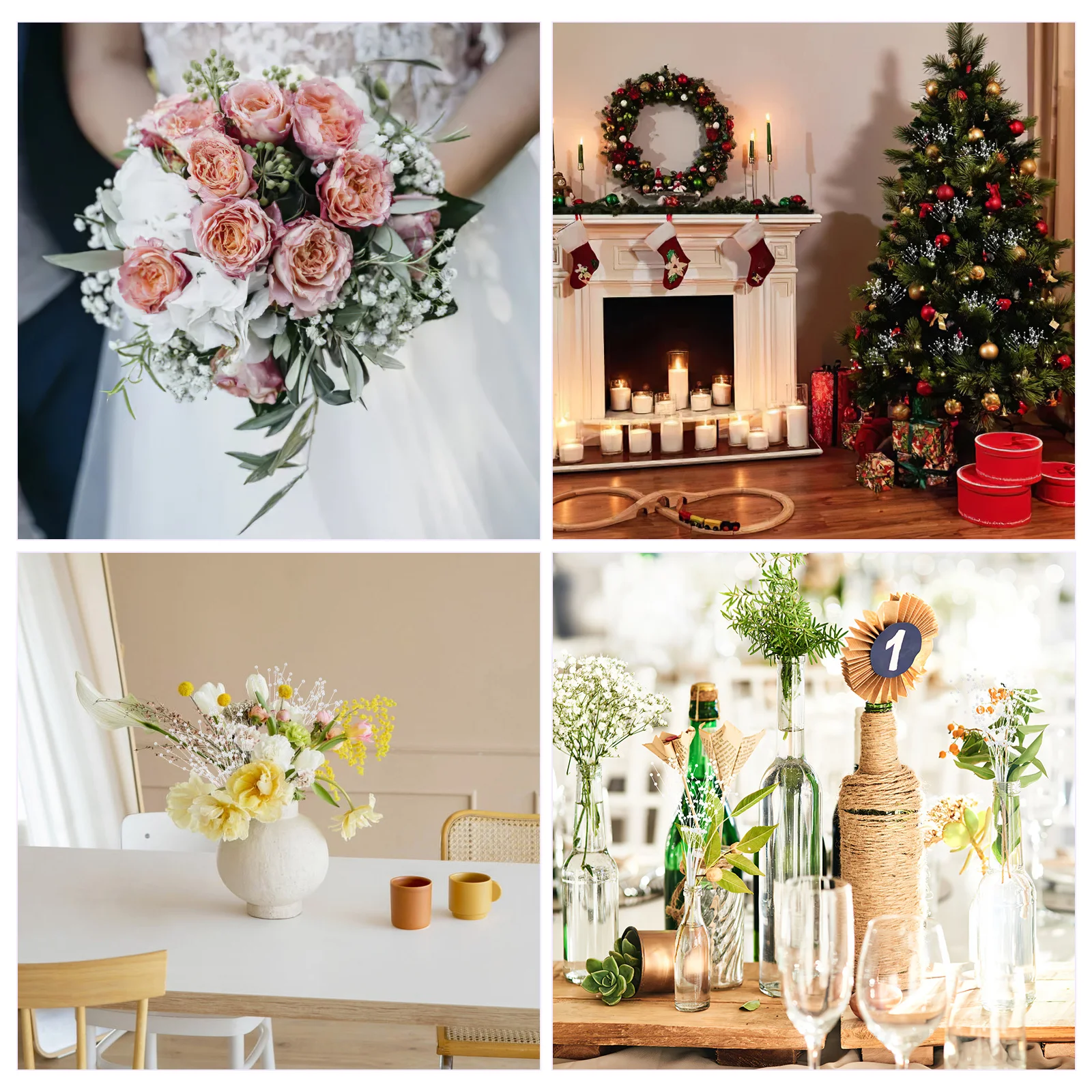 

100pcs Pearl Accessories White 4Mm Abs Plastic String Of Pearls For Wedding Bouquet Bridal Supplies Floral Picks Party