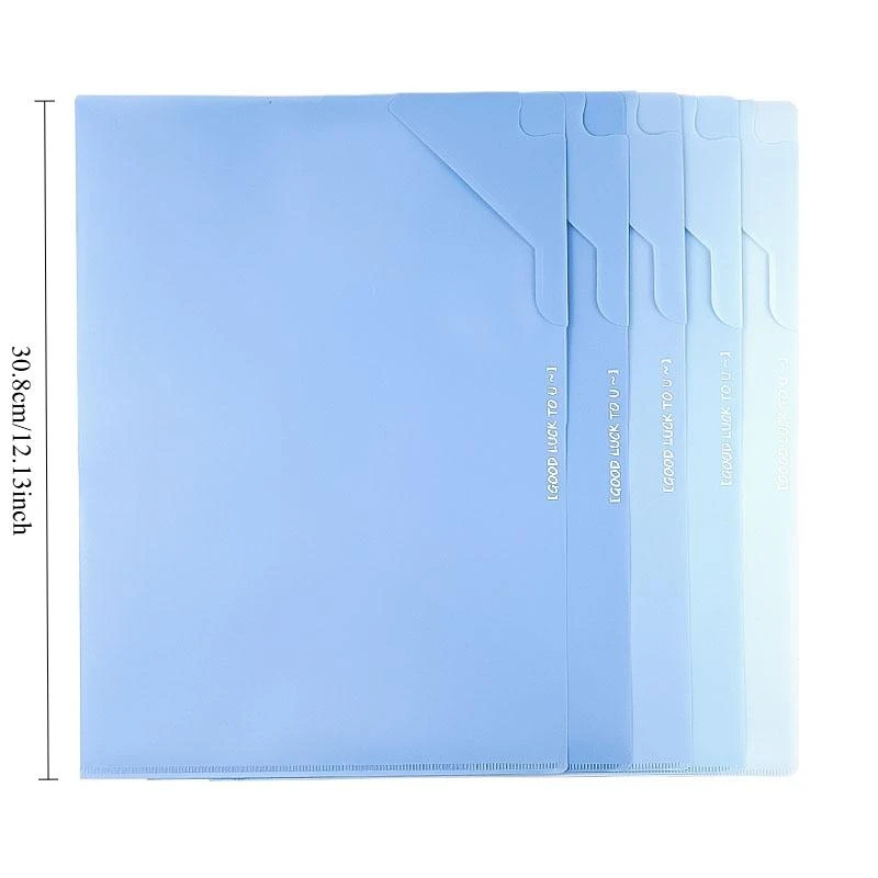 5 Pack A4 Gradient L-Shaped File Folders, Large Opening Easy Access, High Capacity for A4 Papers Notes, Student Organization