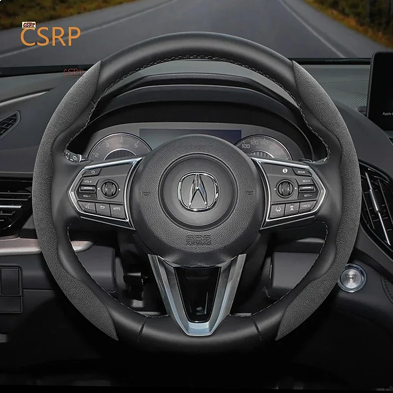 Suitable for Acura Anti-Slip Buckle Segmented Suede Steering Wheel Cover Suitable for Mdx Rsx Integra Tlx 2015 Rl Ilx Csx