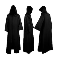 DV Black Cloak Cos Anakin Skywalker Jedi Warrior Cosplay Costume Darth Vader Cloak Adult Hooded Men Robe Cloak Gladiator Garment