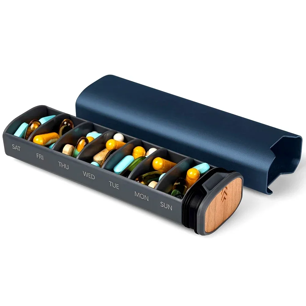

1pcs 7 Day Weekly Metal Pill Organizer Travel, Premium Aluminum Daily Pill Box, Cute Portable Pill Case, Large Capacity Pill