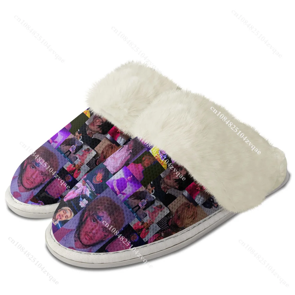 

Hot Hip Hop Rapper Lil Peep Slippers Keep Warm Shoes Mens Womens Home Cotton Bedroom Winter Warmth Fleece-Lined Slipper