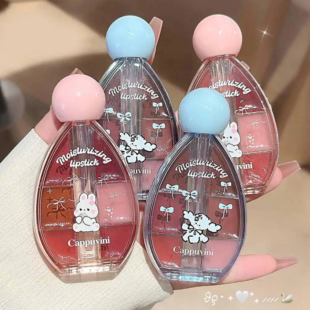 1/2 Stück Sechsfarbige Erdbeer-Spiegel-Gelee-Lippenstift-Palette Saftiges Rosa Festes Lipgloss-Set Feuchtigkeitsspendendes Lippenöl-Tint mit Silikon