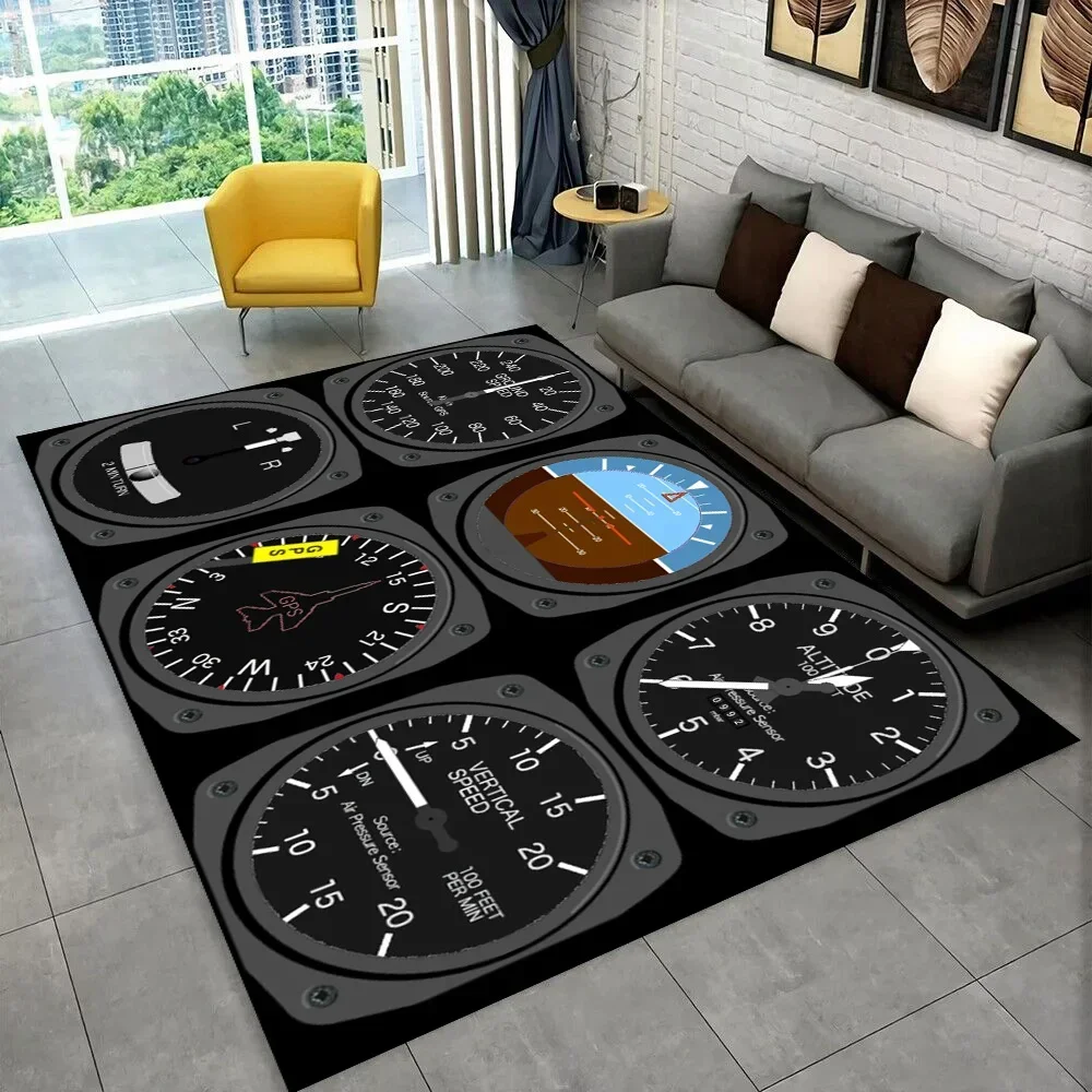 Fighter Aircraft Control Cockpit Cabin Carpet Rug for Home Living Room Bedroom Sofa Doormat Decor,Area Rug Non-slip Floor Mat