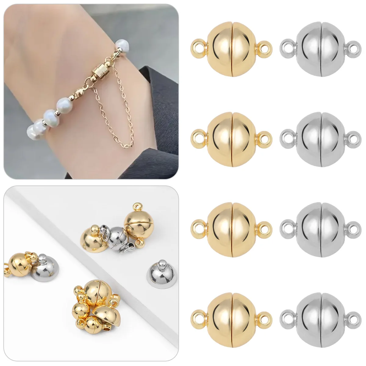 

DIY Bracelet Necklace Accessories Gold Plated Magnetic Clasps Rhodium Plated Magnet End Clasp Connectors For Jewelry Making