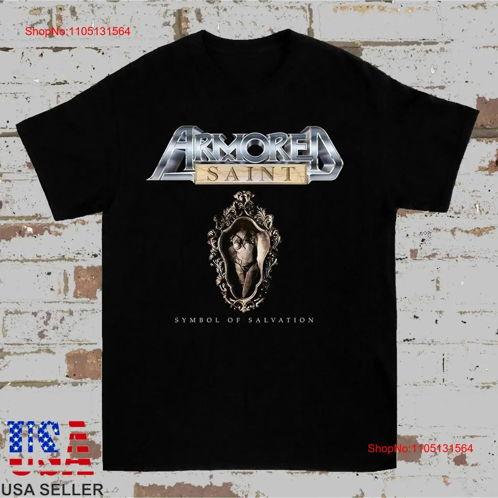ARMORED SAINT SYMBOL OF SALVATION T-shirt noir taille S 5XL vintage lavé streetwear graphique confortable doux mode décontractée