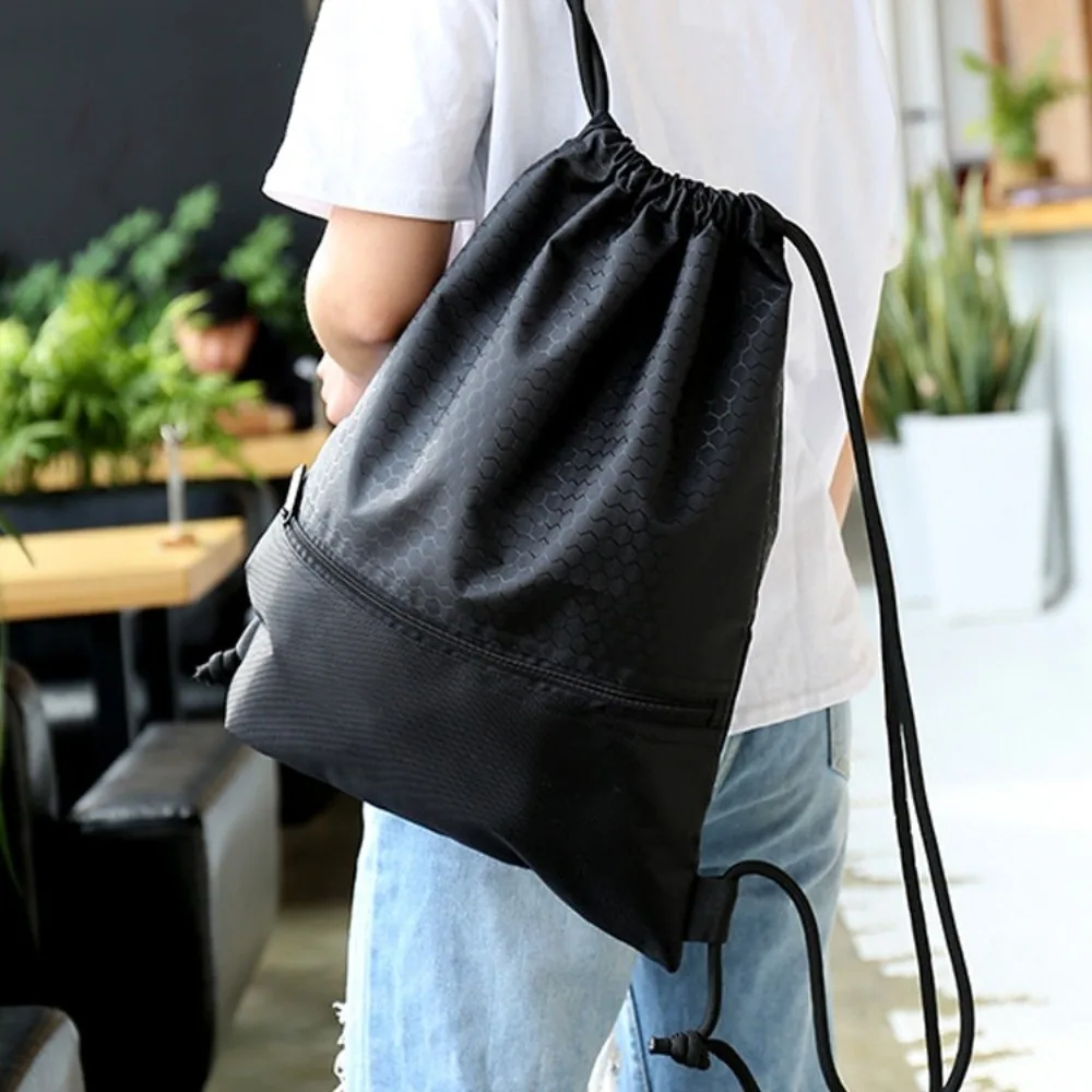 Waterproof Fitness Drawstring Bag Solid Color Large Capacity Drawstring Backpack Lightweight Commuting Drawstring Pocket Gym