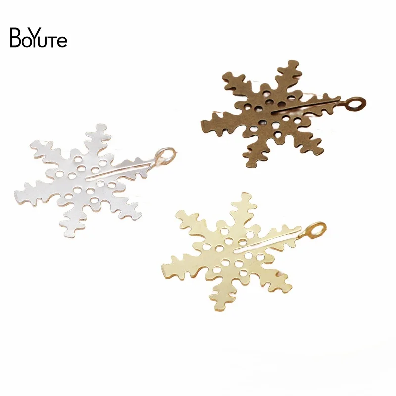 BoYuTe (100 Pieces/Lot) 19*21MM Filigree Snowflake Charms Wholesale Brass Material Vintage DIY Jewelry Pendant Charms