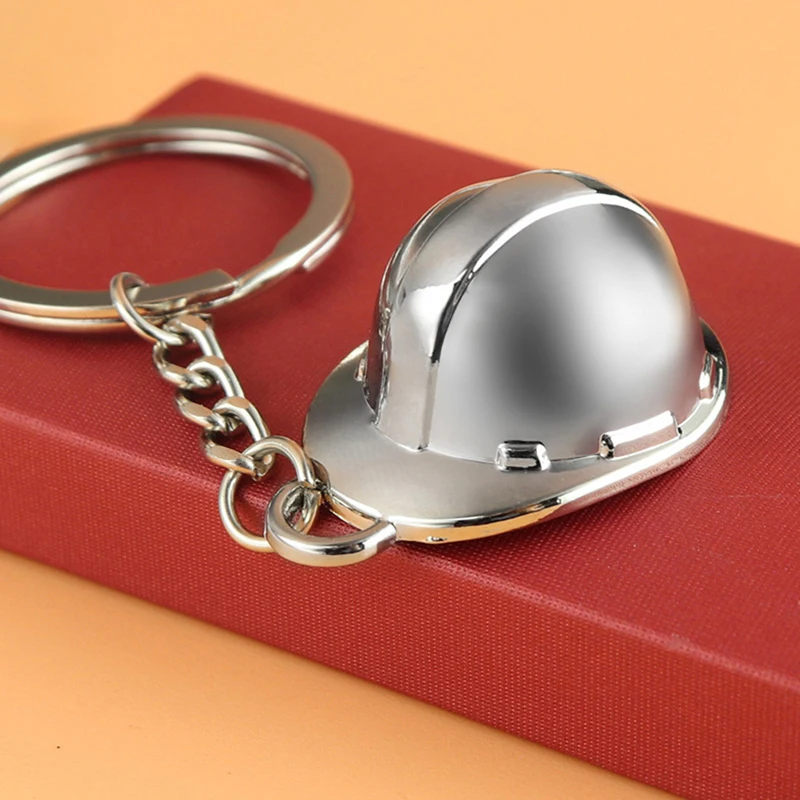 Mini simulation metal Hard Hat Car Keychain Event Holiday Creative Keyring Key Chain Jewelry Gift