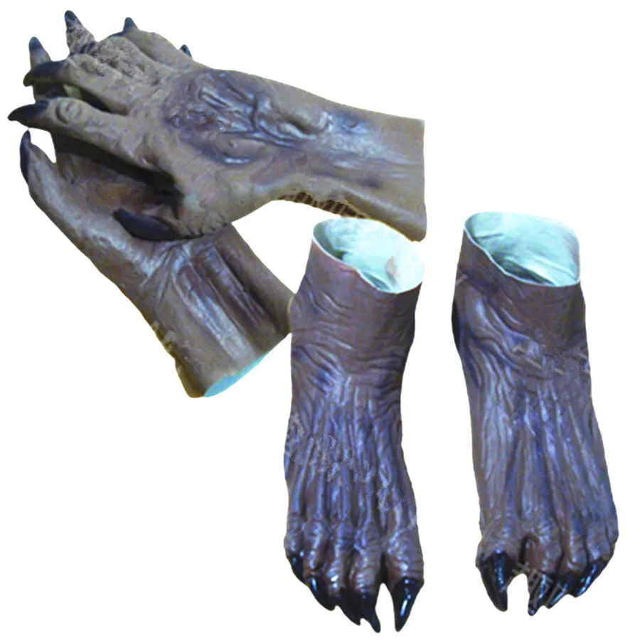 Brown Latex Scary Halloween Devil Cosplay Accessories Unisex Ghost Gloves Boots For Adults Funny Festival Party Gift One Size