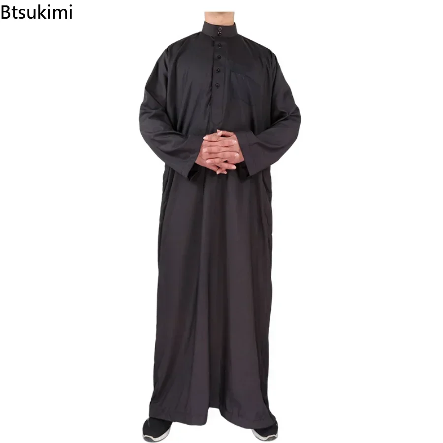 Abayas à la mode du Moyen-Orient pour hommes, robe pour hommes, document solide, Pakistan, caftan, arabe, islamique, Jubba, Thobe, zones me, 2025