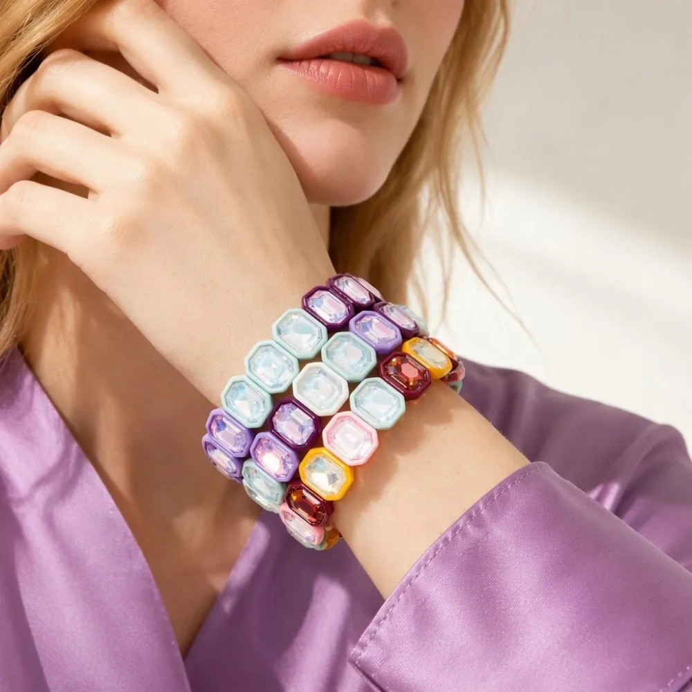 2026 12x14mm Kristallperlen Chunky Armbänder für Damen, Böhmisches Buntes Zirkonia-Armreif-Handschmuck – Detail 7