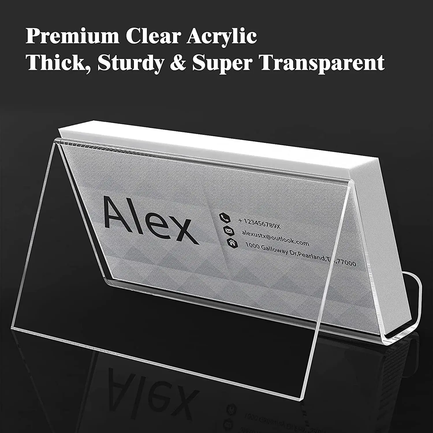 1Pc Transparent Acrylic Desktop Business Card Holder Table Desk Shelf Box Storage Display Stand Restaurant Office Supplies