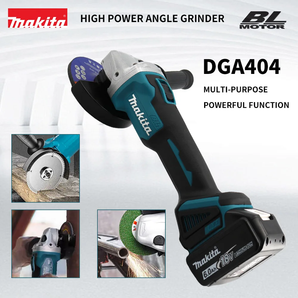 Makita DGA404 18V Brushless Lithium Electric Angle Grinder 100/125mm Rechargeable Cutting Tool High-Power Machine Power Tool