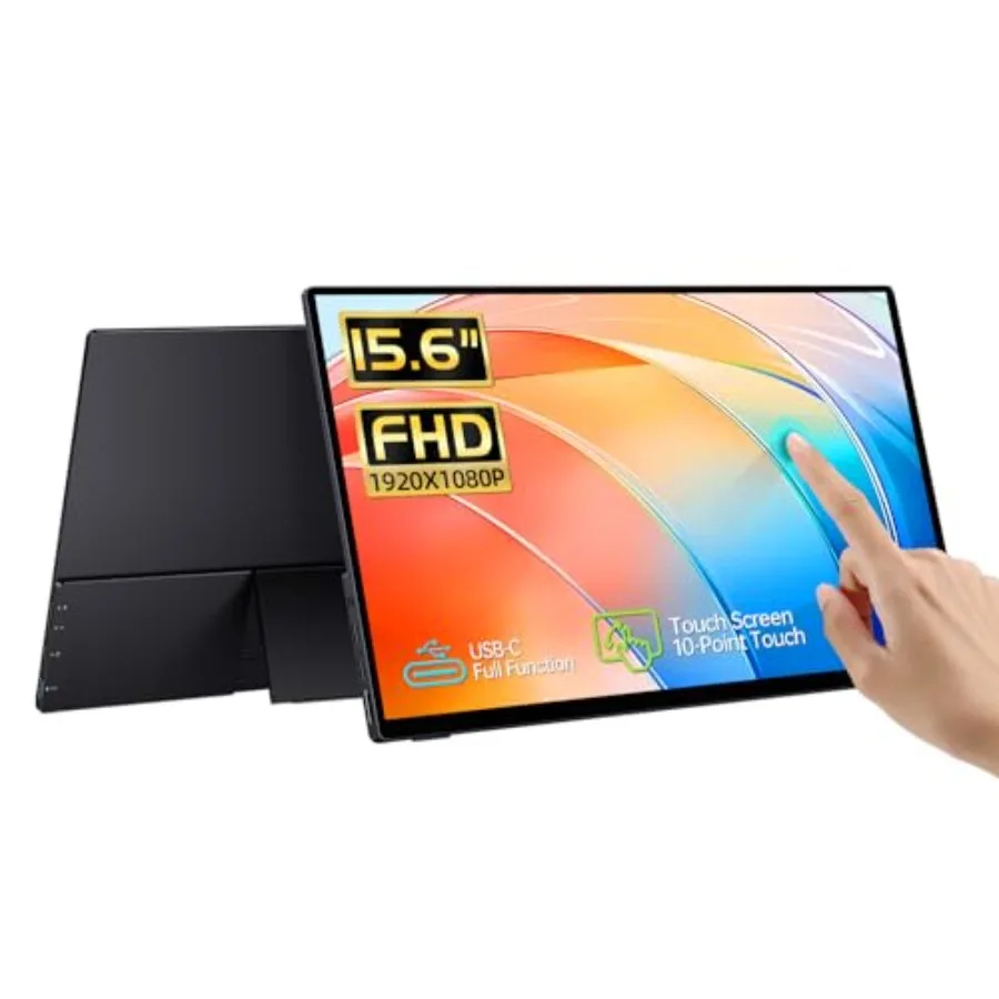 

15.6'' Portable Monitor Touchscreen, FHD IPS Touch Screen with Tempered Glass, Travel Monitor with Kickstand and Speaker, HDMI