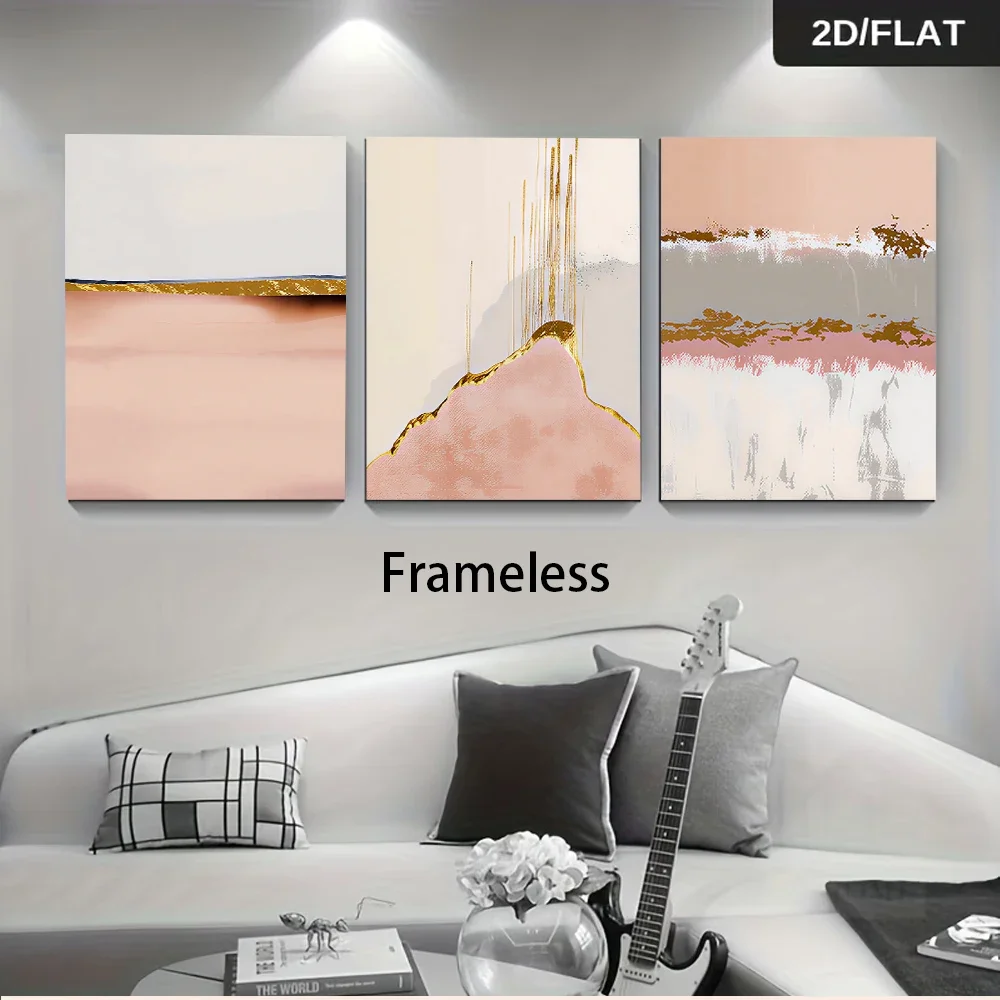 Multiple sizes 3pcs frameless Canvas Painting1 Set Modern Min triptych frameless Wall Art for Living Room Sofa Backdrop, Abstrac