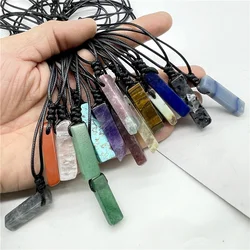Natural Gem Stone Quartz Crystal Slice Pendants Reiki Lapis Amethysts DIY Jewelry Hand Woven Women Necklace Accessories 10pcs