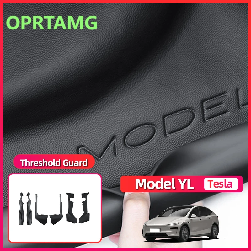 

Для Tesla Model YL 6-местная 2024 2025 дверная обновленная полоса на порог, центральная защита от ударов, защита переднего и заднего сиденья, инструменты, эмблемы