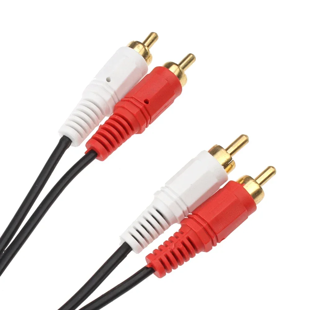 100pcs 1.5M 2RCA Male To 2 RCA Male Audio Video Cable Cord RCA Audio Splitter Adapter Wire for DVD Sound TV Box Louder