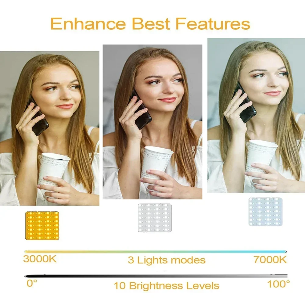 360° Rotation Adjustable LED Video Fill Light For Camera Phone 3 Color Portable Selfie Photography Pocket Fill Light with Clamp