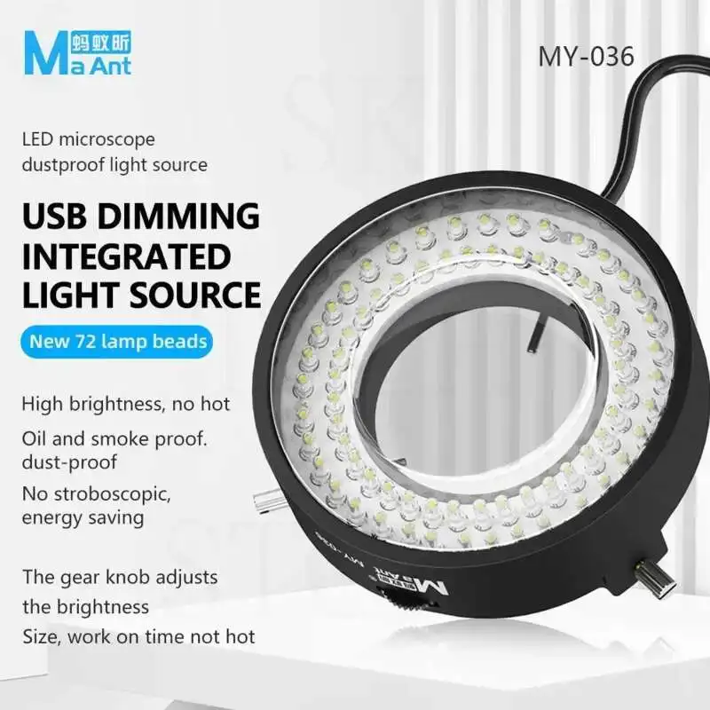 MAANT MY-036/037 USB 5 فولت LED المجهر مصباح مصمم على شكل حلقة لإصلاح الهاتف المحمول المجهر مخصص LED مصباح مصمم على شكل حلقة مصدر أدوات المصباح