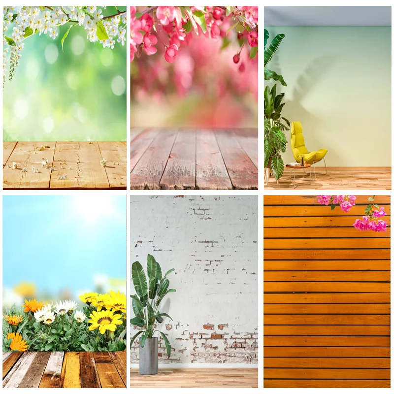 

SHUOZHIKE Art Fabric Photography Backdrops Props Flower Wooden Floor Landscape Photo Studio Background 22326 HMB-03