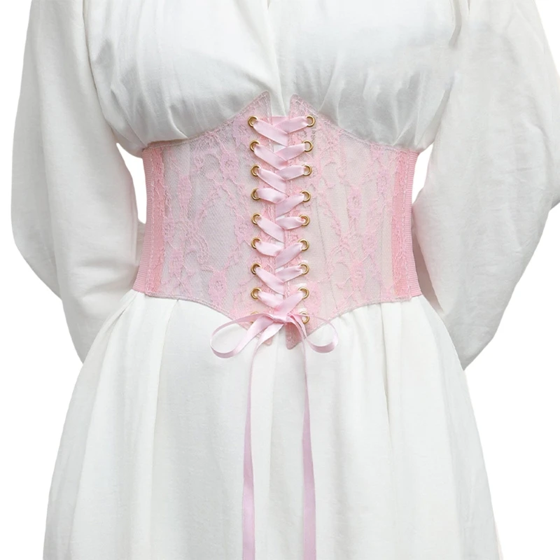 Corsetto con pizzo motivo floreale Cinturini con cinturino Cinture per donna Banchetto Elastico stretto a Cintura N58F