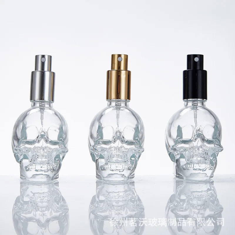 50ml Alien Skull Perfume Spray Bottle Portable Dispensing Cosmetic Essential Oil Bottle Glass Perfume Dispensing Empty Bottle