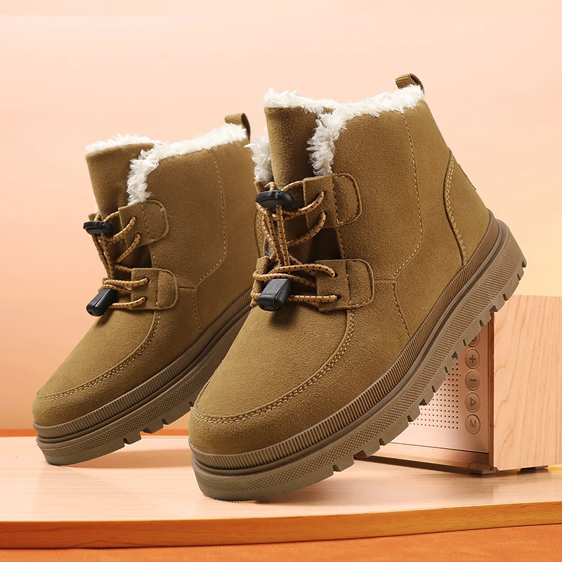 

Winter Children's Snow Boots Boys Faux Suede Warm Comfortable Student Cotton Shoes Outdoor Thick Velvet Versatile Platform Shoes