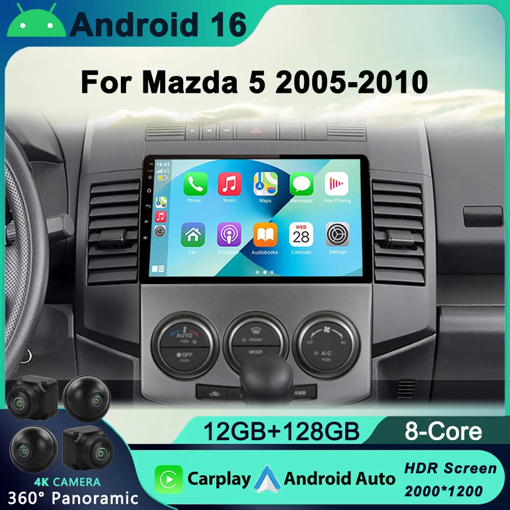

Android 16 Car radio 2 din For MAZDA 5 2005 2006 2007 2008 2009 2010 old Car Radio Multimedia Video player Navigation GPS
