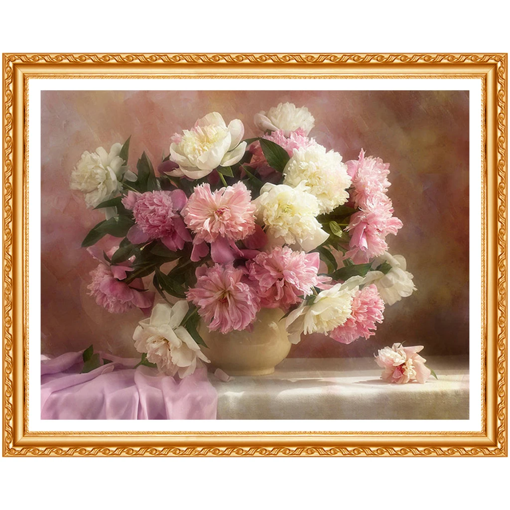 ,Pink Peony Diamond  Home Decor 3D Painting Rhinestones Full Square Diamond Embroidery Weeding Gifts Cross Stitch