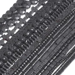 Black Volcanic Lava Rock Stone Beads Geometirc Loose Beads Love Heart Tube Cross Arrow Square for Jewelry Making Diy Accessories