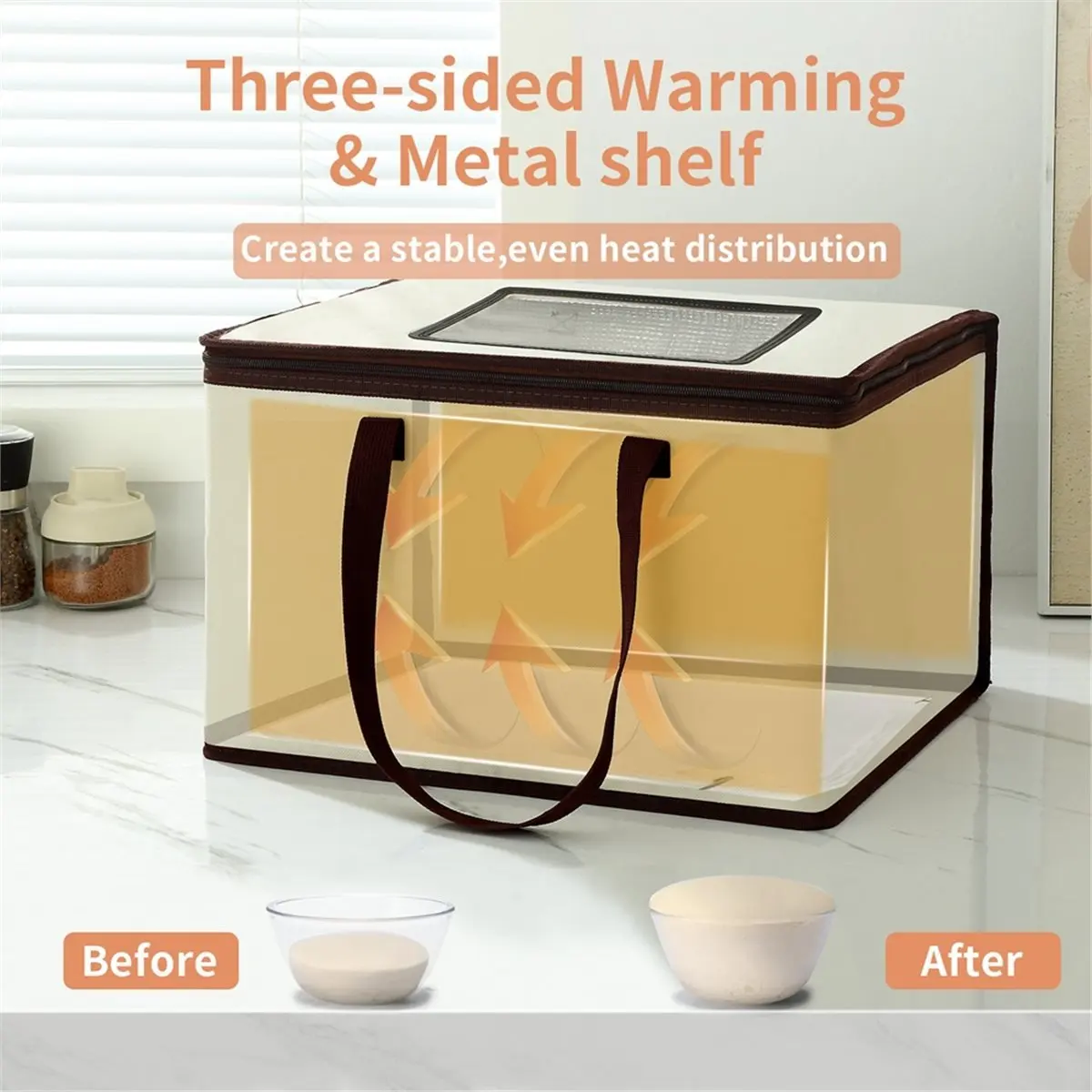 MALL Bread Dough Proofing Box, Temperature Control Bread Proofer Foldable Visible Dough Proofer Sourdough Warmer EU Plug