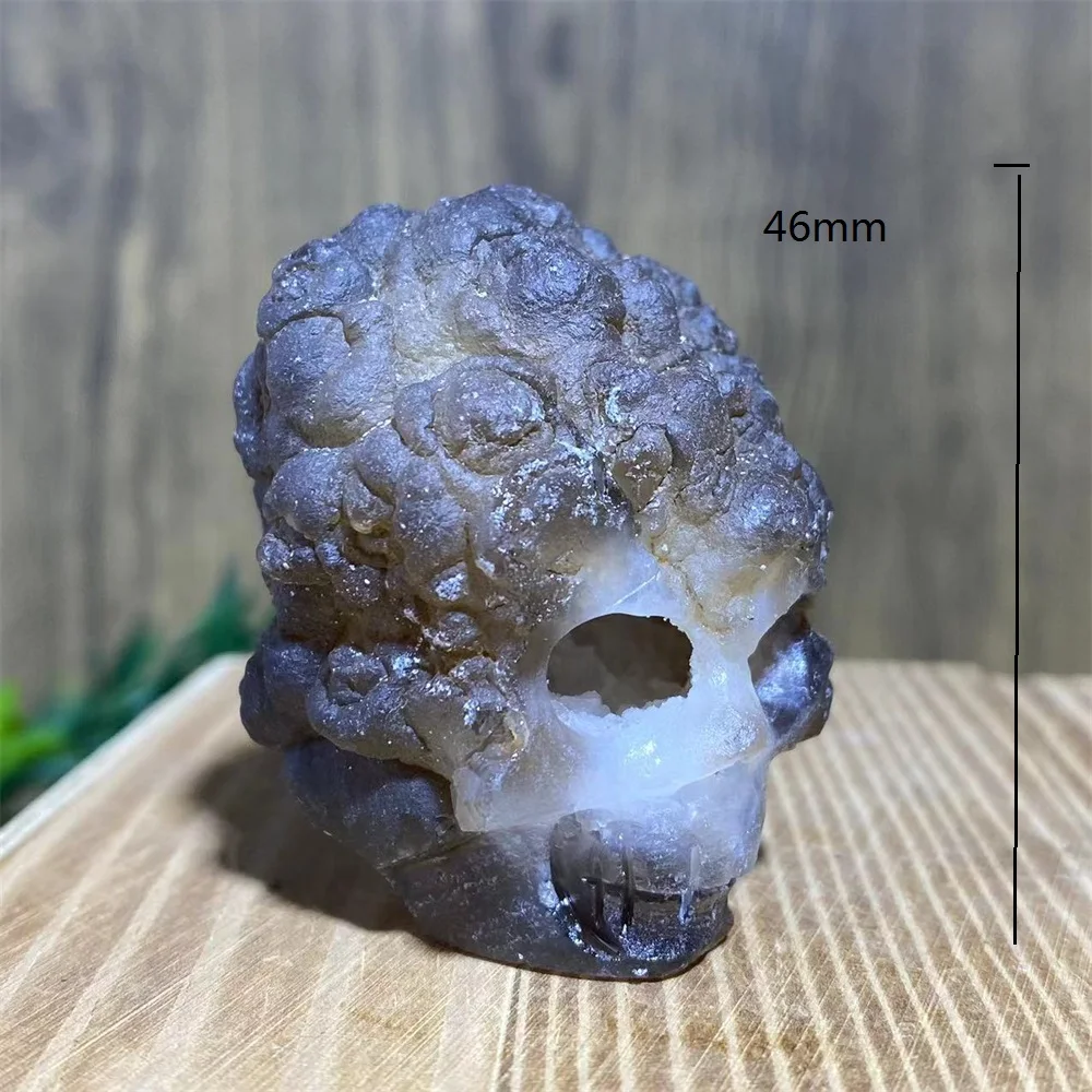 Agate Geode Carving Skull Crystal Natural Stone Chakra Healing Meditation Reiki Wicca Wichcraft Raw Gems Minerl Home Decoratio