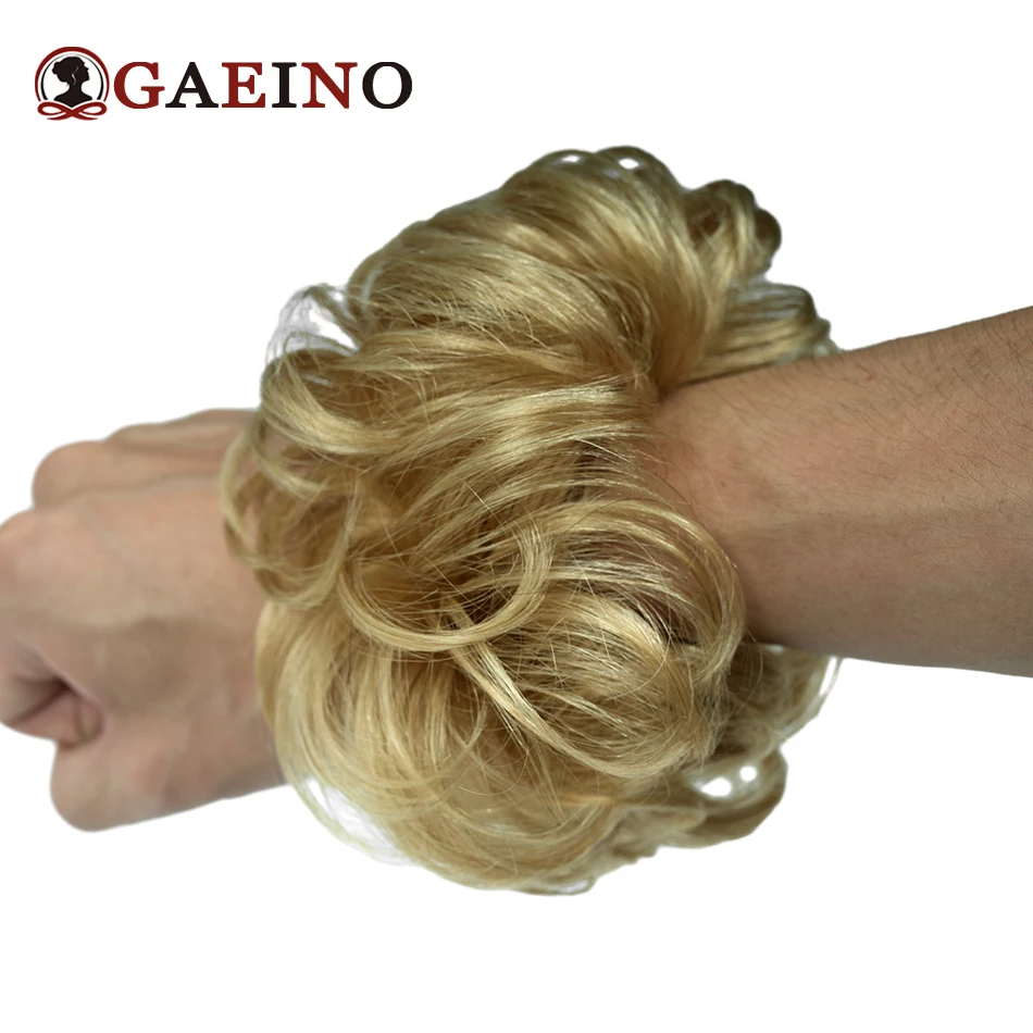 Coleteros elásticos con cordón para mujer, extensiones de cabello rizado desordenado, moño, Donut, Updo