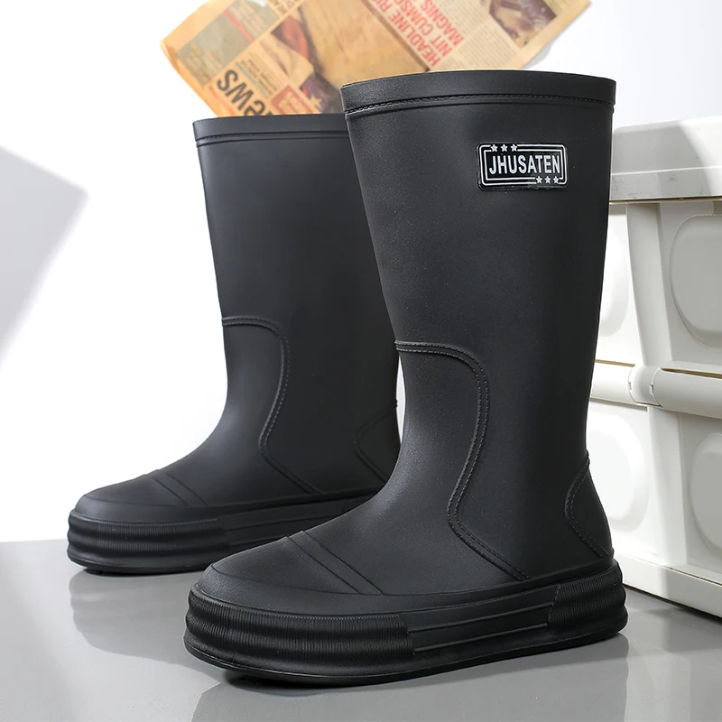 Women's High-Top Integrated Soft Pvc Waterproof Rain Boots with Thickened Cushioning and Non-Slip Soles, Multifunctional for Rainy Days and Commuting