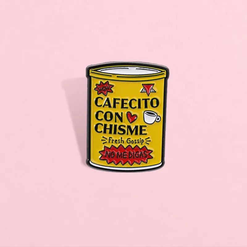 Cafecito Con Chisme Emaille-Anstecknadel Lustiger Spanischer Lateinamerikanischer Humor Kaffee Frische Gerüchte No Me Digas Brosche Reversnadel Modeschmuck Geschenk – Detail 4