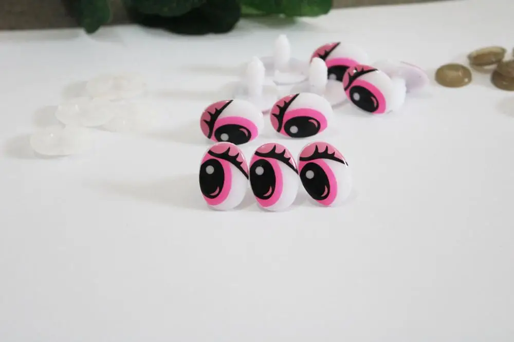 

50pcs/lot 15x20mm new style lovely pink clean print toy comical eyes animal eyes & washer for diy plush doll findings