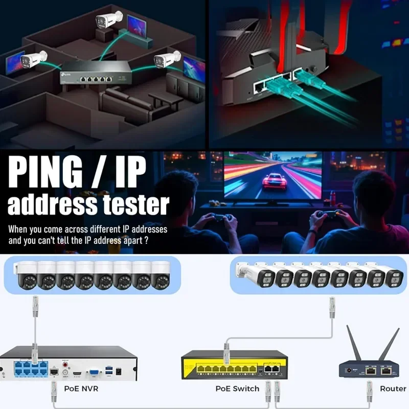 NF-859GK/GT/GS Network Cable Tester Ethernet Phone Line Tester RJ45 RJ11 TDR PING POE LP Tester for CAT5 CAT6 Cable Toner view 4