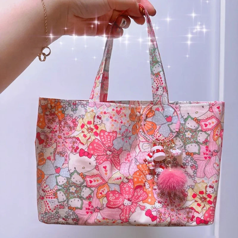 Borsa Sanrio Hello Kitty Kawaii Anime Cartoon borsa a tracolla per studenti borsa da viaggio per cosmetici borse per la spesa giocattoli regali per