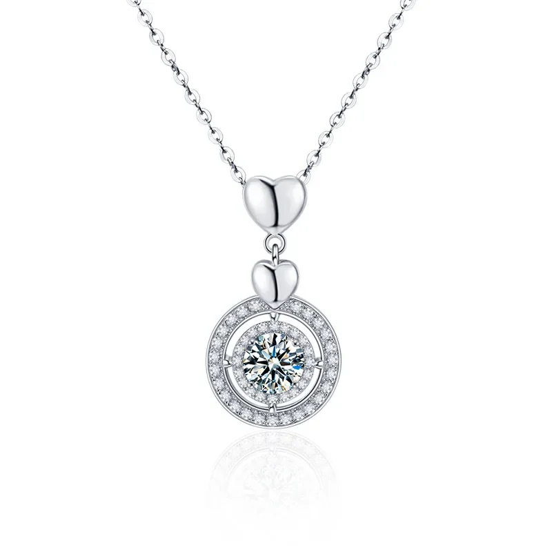 Mozambican diamond 18K gold necklace PT950 women's moissanite pendant