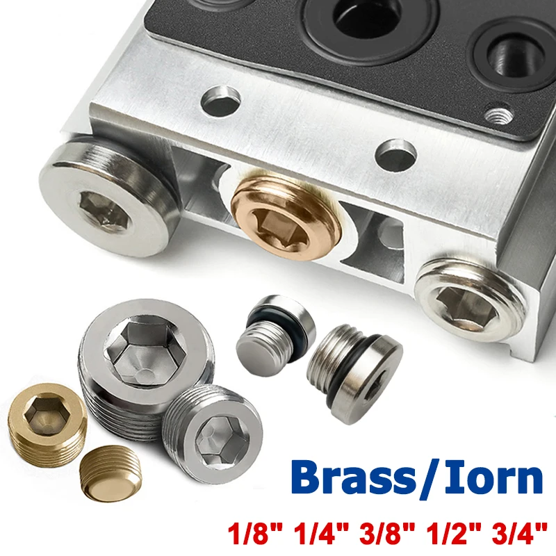 

1-20pcs Hexagonal Plug 1/8" 1/4" 3/8" 1/2" 3/4" Brass Iron Pneumatic Male Connector Inner Hexagon Plug Bushing BD-01/02/03/04