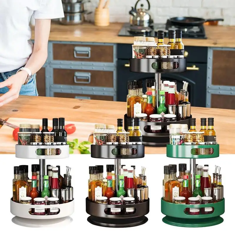 360 Spice Rack Organizer Rotating Seasoning Holder Spinning Spices Storage Tray Turntable Spice Rack For Kitchen Spice Cabinet